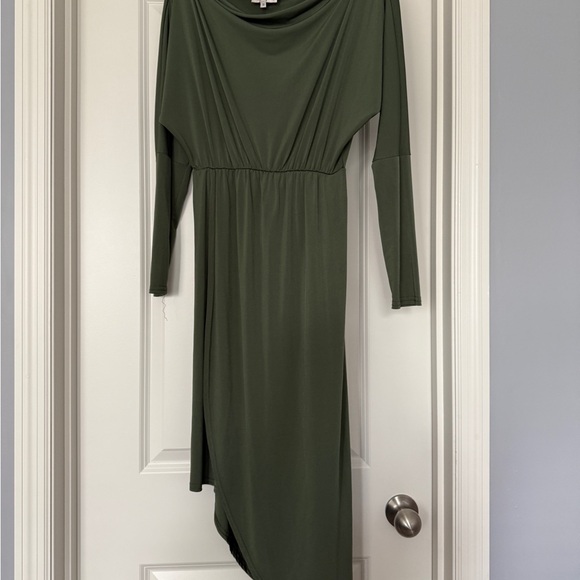 Queen Bee Maternity Olive Long Sleeve Dress - Picture 1 of 2